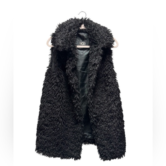 NWT UGG Women Tammie Faux Fur Long Vest In Black - Picture 7 of 11
